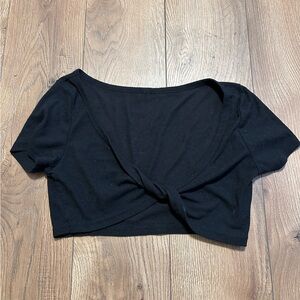 Black Twist-Front Crop Top